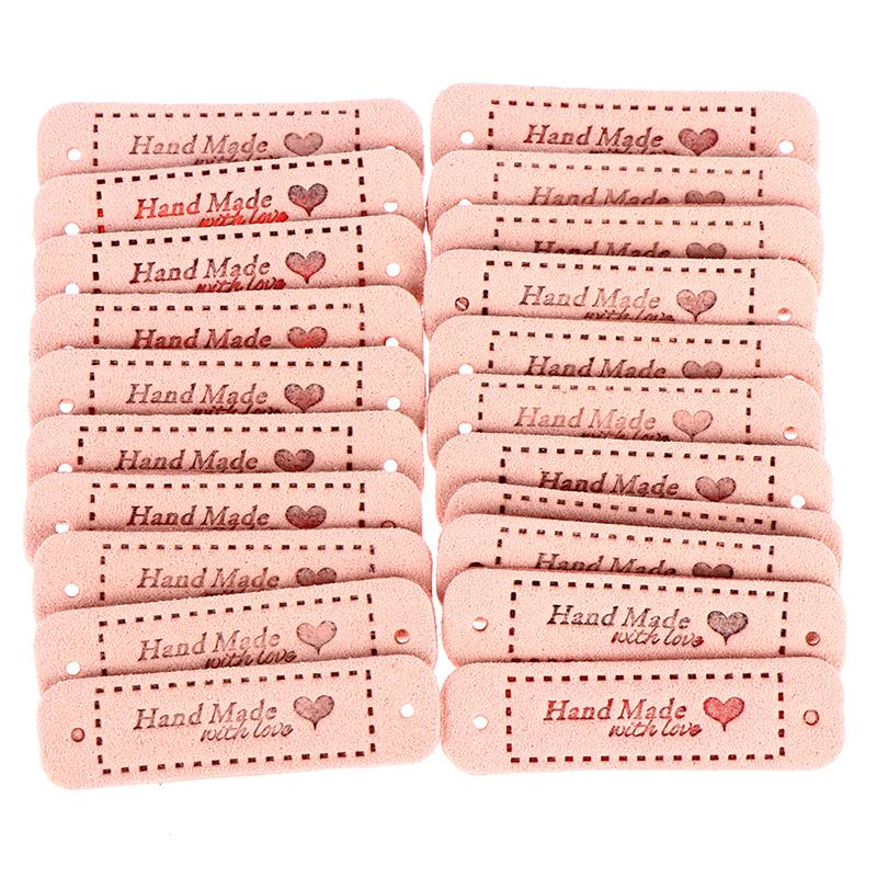 

20 шт. бирки ручной работы с любовными этикетками, бирки для одежды, поделки, шитье, 56*15 мм розовый