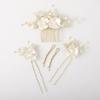 Famihot Hair Accessory Headpiece, Leaf and Seashell Flower Motif, Comb, Pearl Hairpin, 5-Piece Set, Hair Accessory for Weddings, Receptions,
