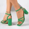 Fashion Summer New Anckle Wrap High Heel Sandal Women Fashion Pu Leather Thick Sole Sandals Woman Wedding Party Cross Strap Sandal Mujer