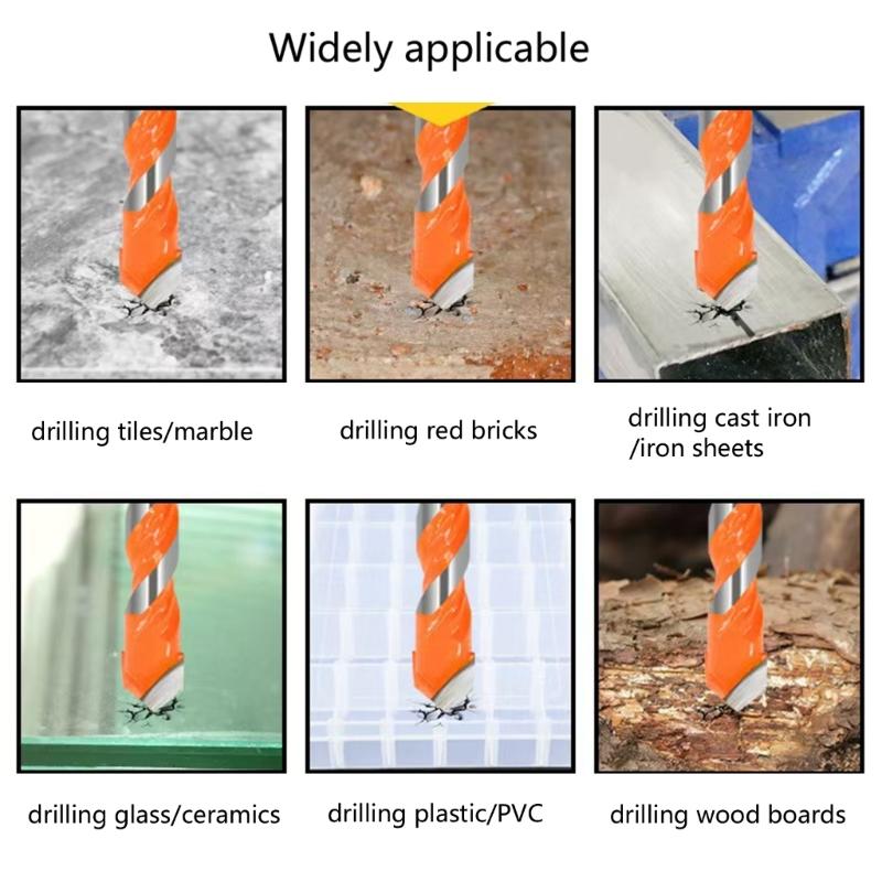 Concrete Drill Bit Four-Edge Serrated Drill Bits 1/4 Shank High Hardness Steel Metal Drill For Brick