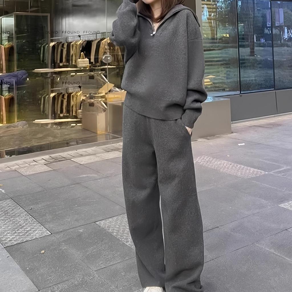 Übergröße Lässiger Sportanzug Damen Herbst- und Wintermode Lockeres Design Zweiteiliger Trend