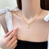 Light Luxury Minimalist Style D-Shaped Furnace Real Gold Necklace Female Collarbone Chain With Jewelry