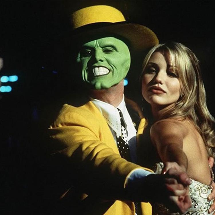 Jim Carrey La Máscara Película de Comedia Traje Amarillo Corbata Tirantes Accesorios Set Completo Halloween Fiesta de Carnaval Juego de Rol para Hombres