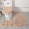 3pcs Set of Fluffy Super Soft Non-Slip Bathroom Mats, Polyester Material Solid Color Velvet Bath Rug Suitable for Bathtub, Shower and Toilet