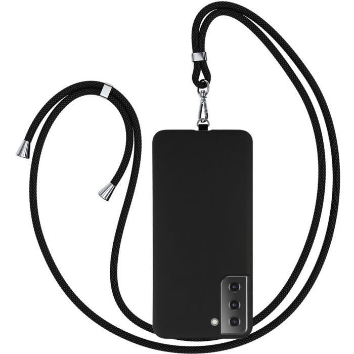 Coque de Protection - PROSHOP - pour Samsung Galaxy S21 Plus - Silicone Souple - Noir - Avec Chaîne