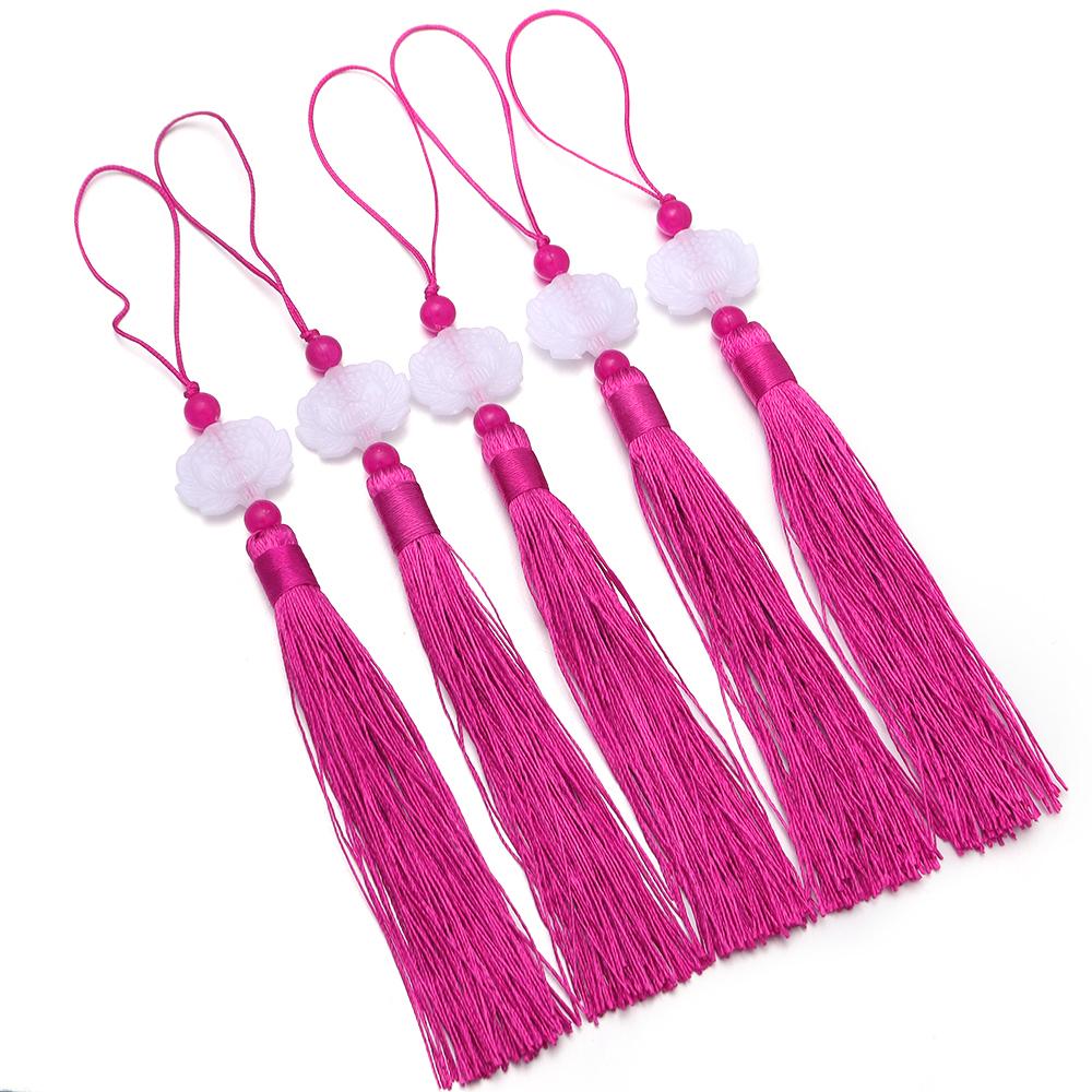 10pcs 23cm Tassel Silk Fringe Trim Colorful Handmade White Jade Lotus Tassels For DIY Bookmarks Souvenir Home Party Gift Decor