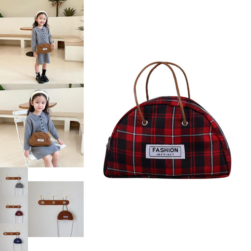 Stylish Korean Kids Mini Bag For Girls Vintage Canvas Tote Bag With Zipper Closure