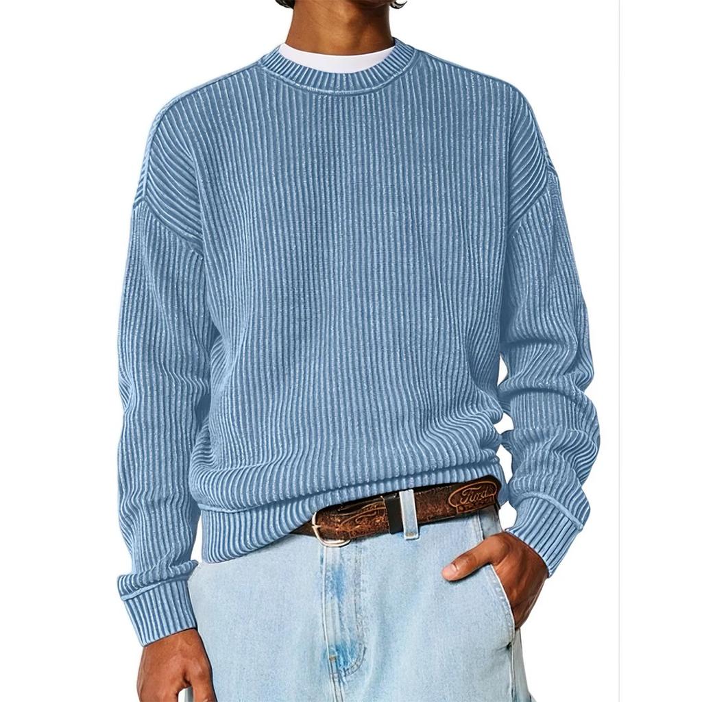 Men's Loose-fitting Casual Round Neck Long-sleeved Knit Top
