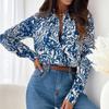 Women's Autumn Fashion Long-sleeved V-neck Ladies Shirt Shirt