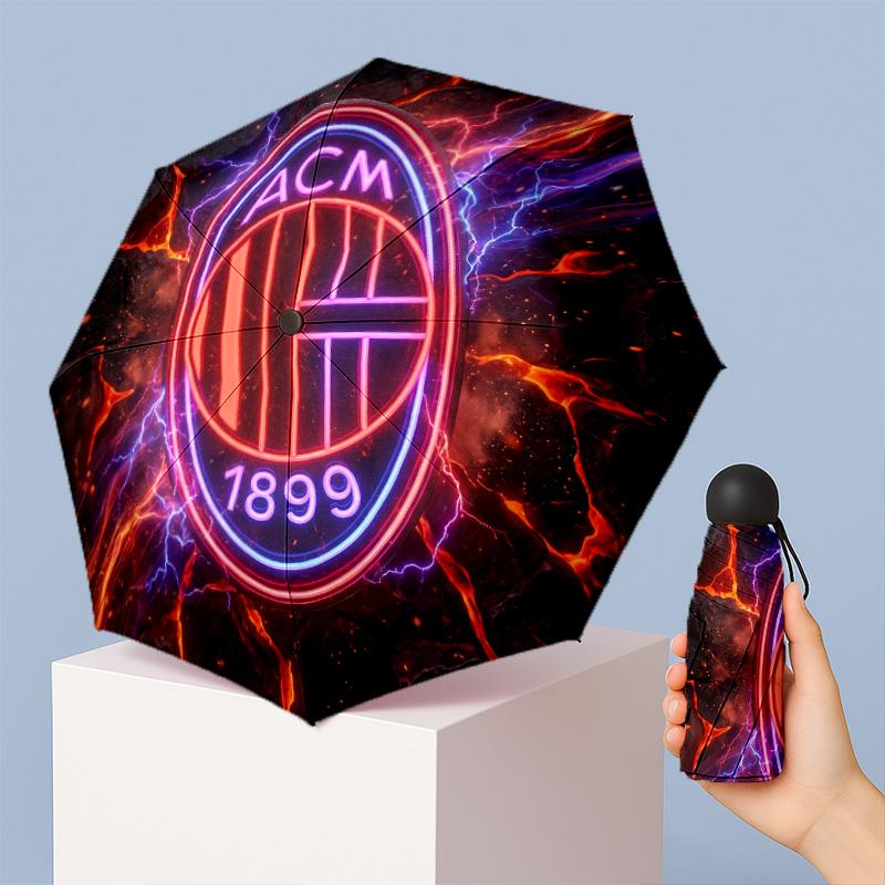 AC Milan Pattern Printed Mini 5 Folds 8 Ribs Compact Umbrella Windproof Waterproof Lightweight Portable Folding