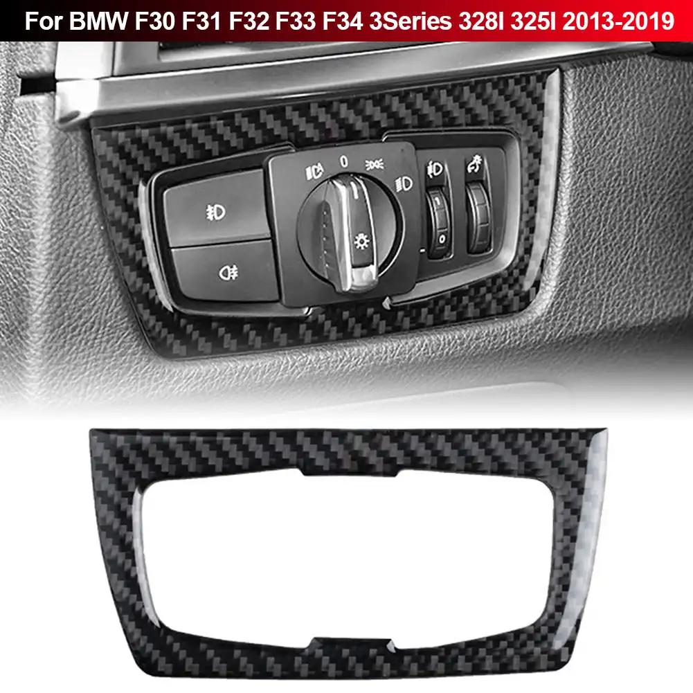 Carbon Fiber Auto Headlight Switch Frame Interior Cover Trim Accessories For BMW F30 F31 F32 F33 F34 3Series 328I 325I 2013-2019