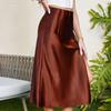 High Waist Satin Solid Color Split Long Bustier Skirt