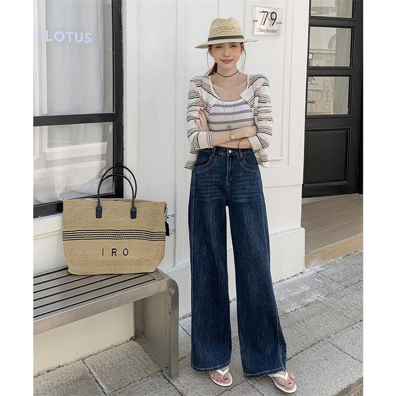 2026 Spring Plus Size High Waist Jeans for Women - Slimming Elastic Waist Straight & Wide Leg Pants.