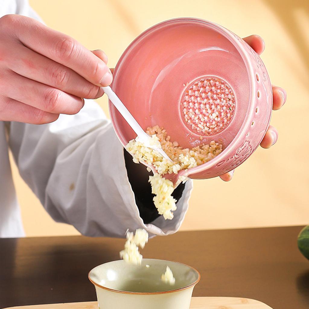 2-in-1 Pottery Spice Stripper Bowls Kitchen Spices Leaf Stripping Tool Handmade Pottery Stripper Bowl for Garlic Chocolate Etc