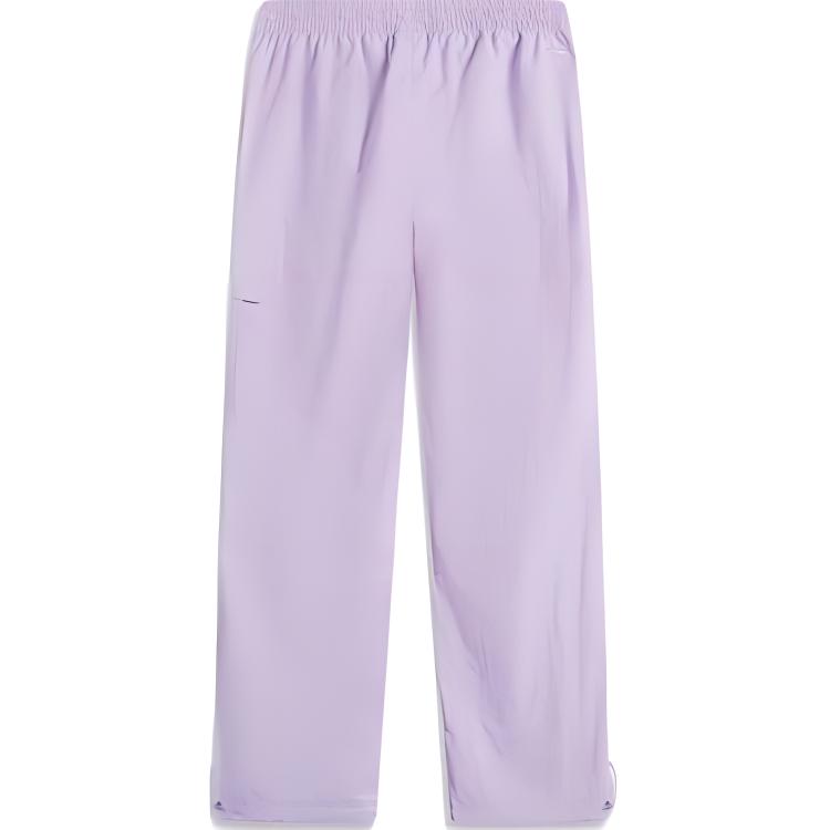 Li-Ning Solid Color Mid Waist Drawstring Breathable Versatile Loose Casual Pants Women Pants Rose-Purple AKXU536-3