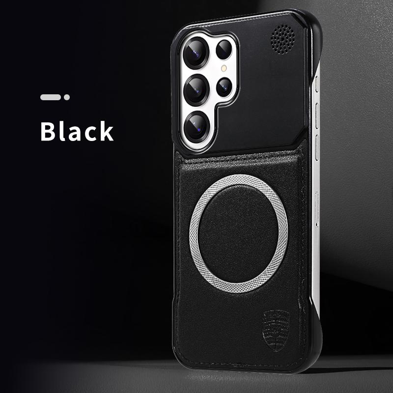 KEYSION Luxury Magnetic PU Leather Aromatherapy Phone Case for Samsung Galaxy S24 S25 Ultra Wireless Charging Borderless Cover