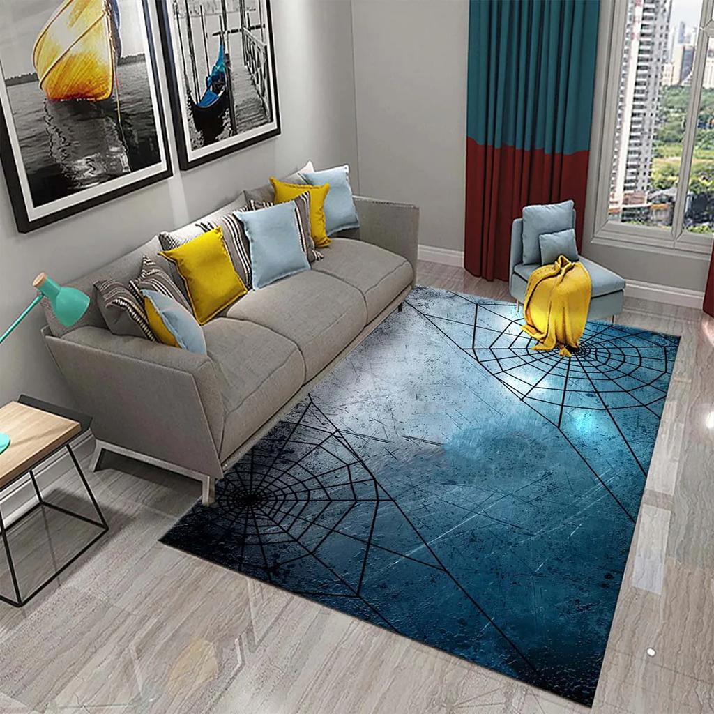 Halloween Horror Spider Web Carpet Teens Bedroom Living Room Large Decor Carpet Kitchen Bathroom Anti-Slip Door Mat Floor Mats