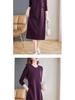 Elegant Plus-Size Purple Long-Sleeved Dress: Loose Slimming Straight Mid-Length for Spring & Autumn
