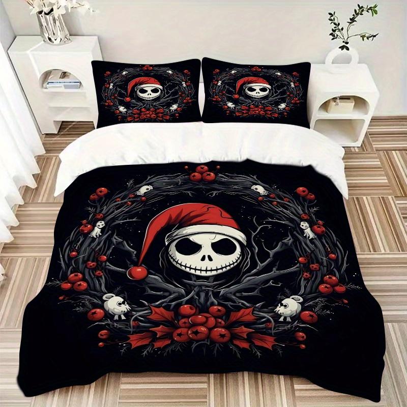 3pcs Disney Christmas Jack Print Cover Set Ultra Soft, Breathable, and Comfortable Bedding with Stylish Design for Bedroom and Guest Room Decor 1