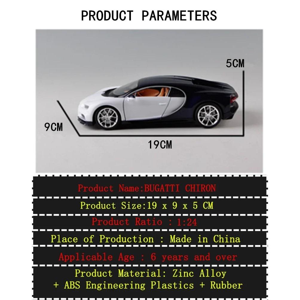 Welly 1/24 Bugatti Chiron Scale Diecast Vehicles High Simulation Model Car Metal Alloy Classic Toy Car For Kids Gift