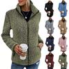 Stand-up Collar Solid Color Sweater Women's Casual Fashion Long-sleeved Zipper Bubble Fleece Jacket