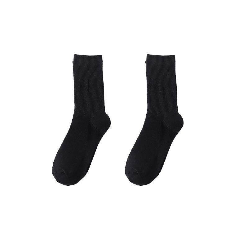 Bonbonfarbene Mid-Calf-Socken: Dünner Stil für Frühling, Sommer & Herbst, Unisex Kniehohe Baumwollsocken, Trendiger Paar-Look Reiner Schwarzer Slouch-Stil.
