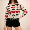 Women's Stylish Heart Print Knit Sweater Pullover
