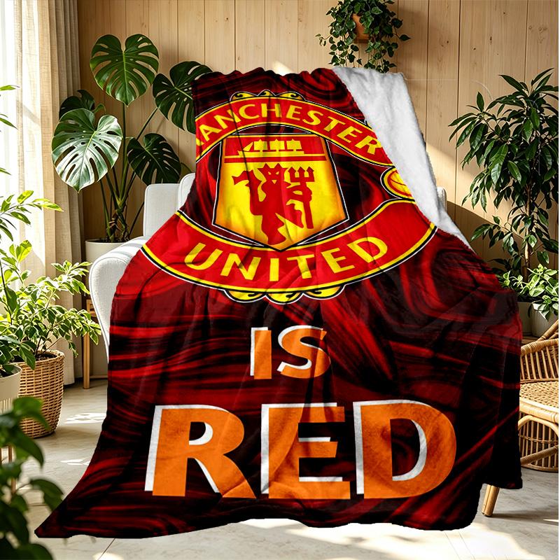 Football United F.C Pattern Blanket for Home Decoration, Bed, Sofa, Car Travel, Camping, Suitable for All Seasons, Birthday Christmas Gift
