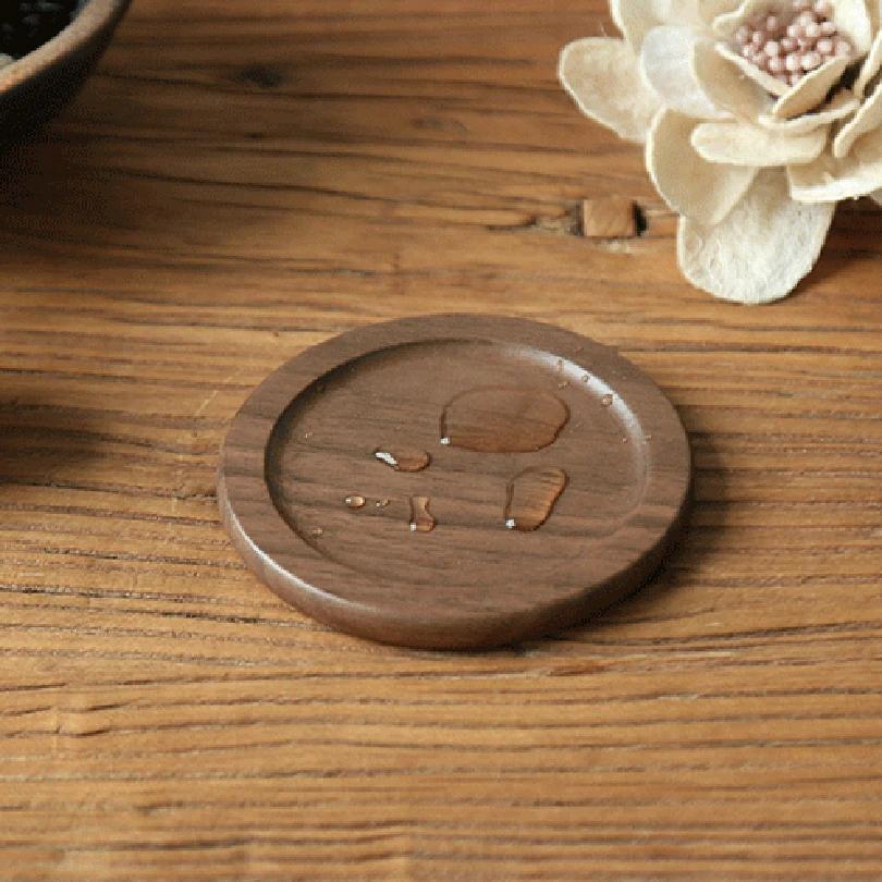 1/6 Stück Walnuss Holz Untersetzer Set Dekorative Runde Tischmatte Hitzebeständiges Pad Japanische Getränkeuntersetzer Heimdekor