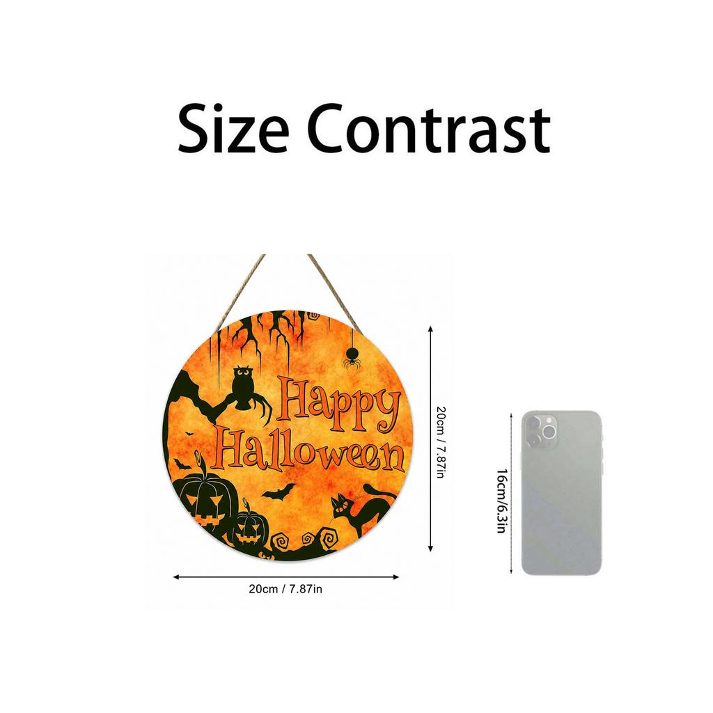 Halloween Wooden Hanging Decor for Front Door Entryway