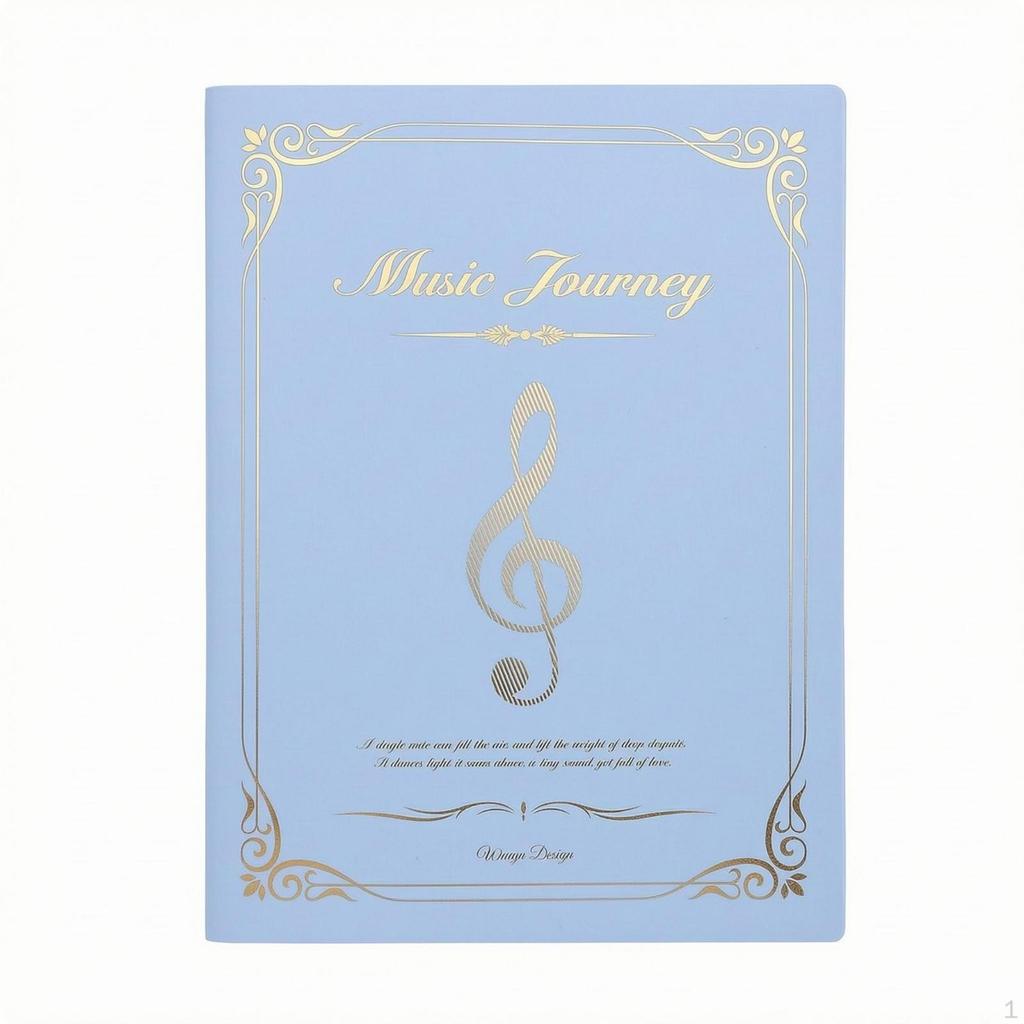 A4 Music Score Folder Hard Cover Sheet Binder G Clef Transparent Sleeve 20