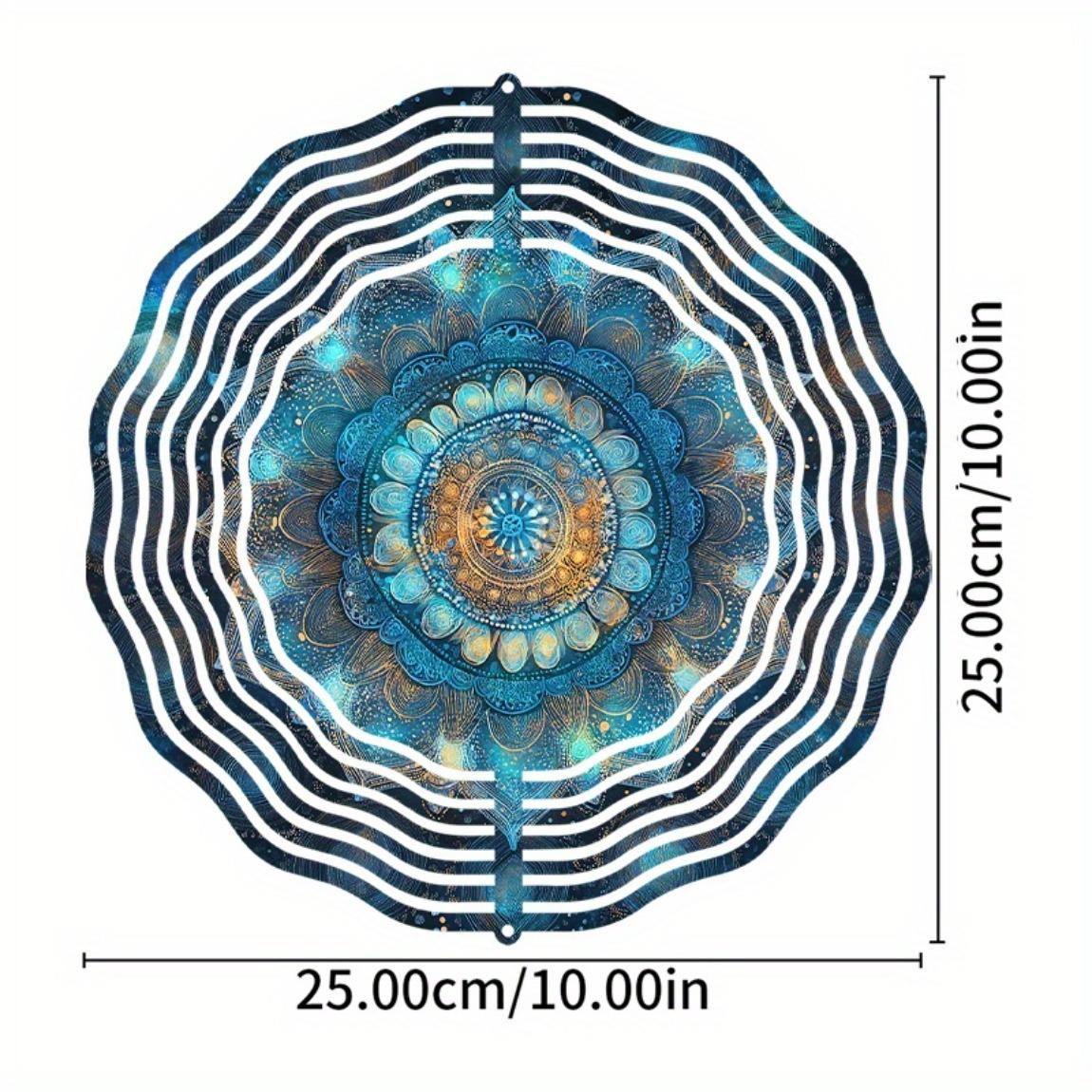 

Богемский ветряной спиннер, уличный декор, 10 дюймов, подвесное садовое украшение с вращающимся на 360 градусов крючком, сине-бирюзово-золотой металл, всесезонный подарок 01A