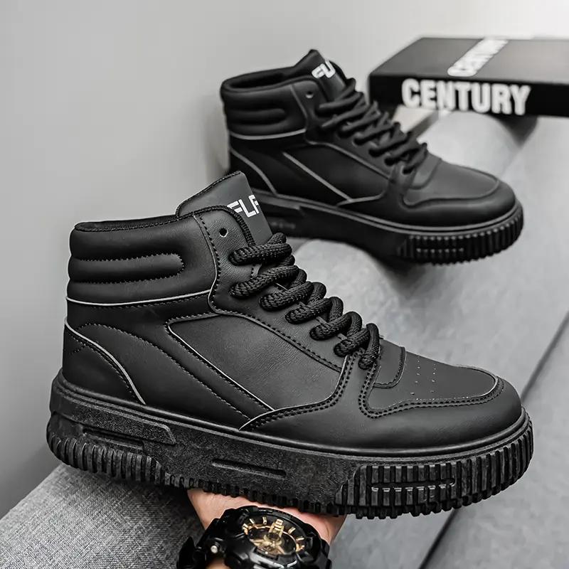 

Осень-зима Новые высокие толстые туфли большого размера для пар, модные туфли для досок 35-46 46 чёрный