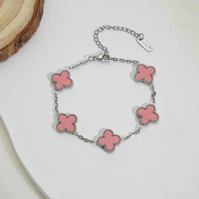 Classic 13mm Titanium Steel Double-sided Four-leaf Clover Bracelet Fashionable Light Luxury Women's Versatile Jewelry