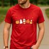 Rhinestone Pumpkin Spice Floral Pumpkin Latte Graphic T Shirt Unisex Cotton Short Sleeve Fall Autumn Coffee Lover Casual Tee