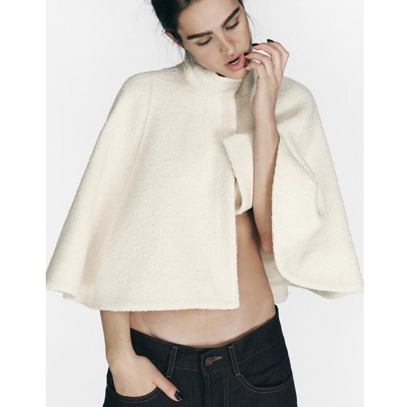 Fall and Winter New Women's Clothing Fashion Style Loose Wool Blended Stand Collar Short Cape Coat 2063066