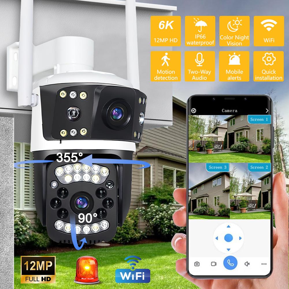 

12MP 5K HD WiFi IP Camera Outdoor 10x Zoom Two Lens Dual Screen PTZ Camera Auto Tracking Home Security CCTV Surveillance Cam United States