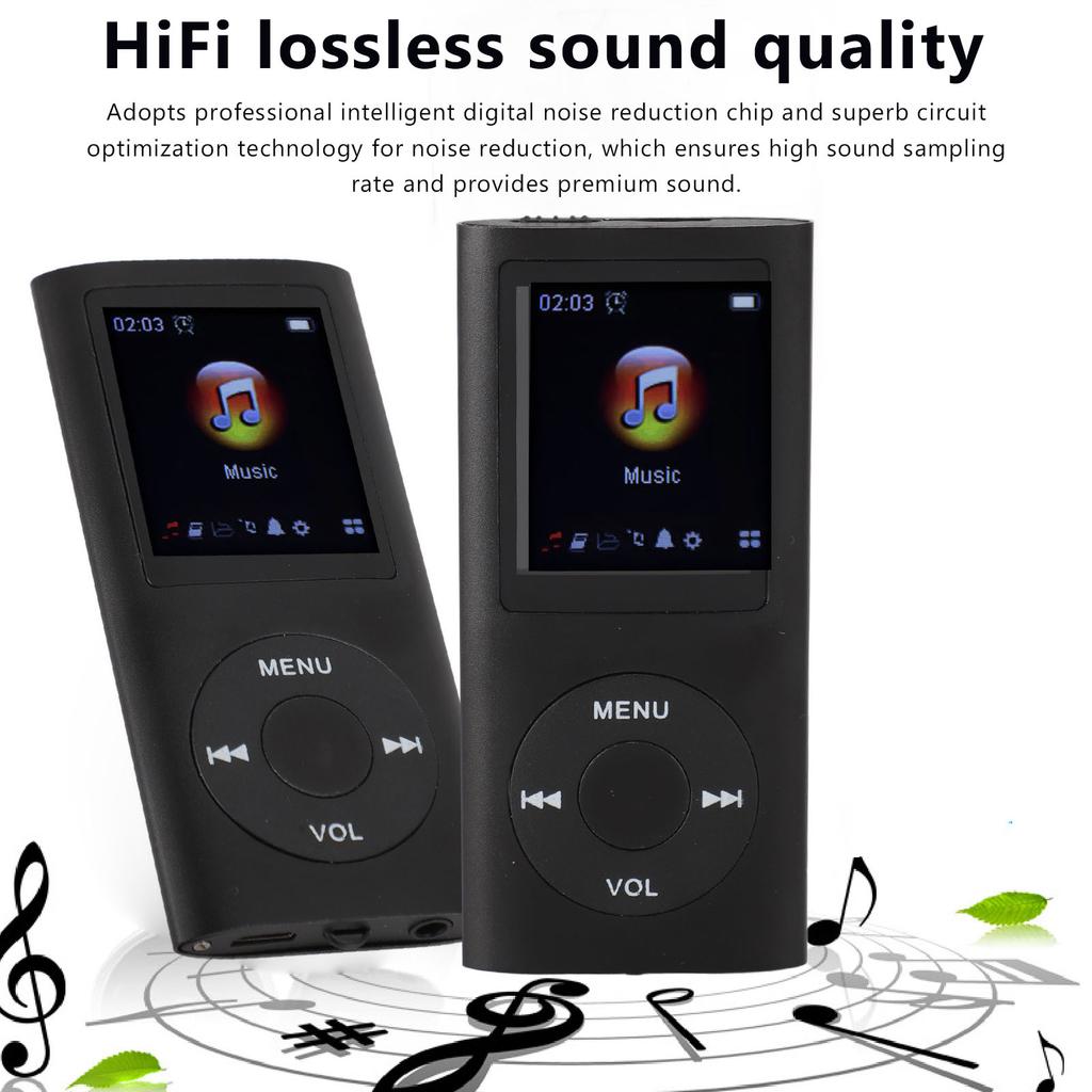 Portable MP3 Music Player 1.8inch TFT Screen HiFi Sound 7 Sound Effect Modes USB Rechargeable Digital Video Music