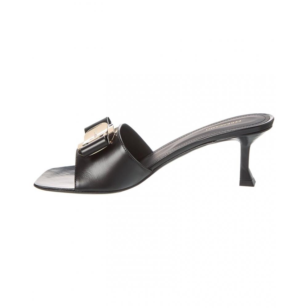 Salvatore Ferragamo Ferragamo Zelie Leather Sandal Black