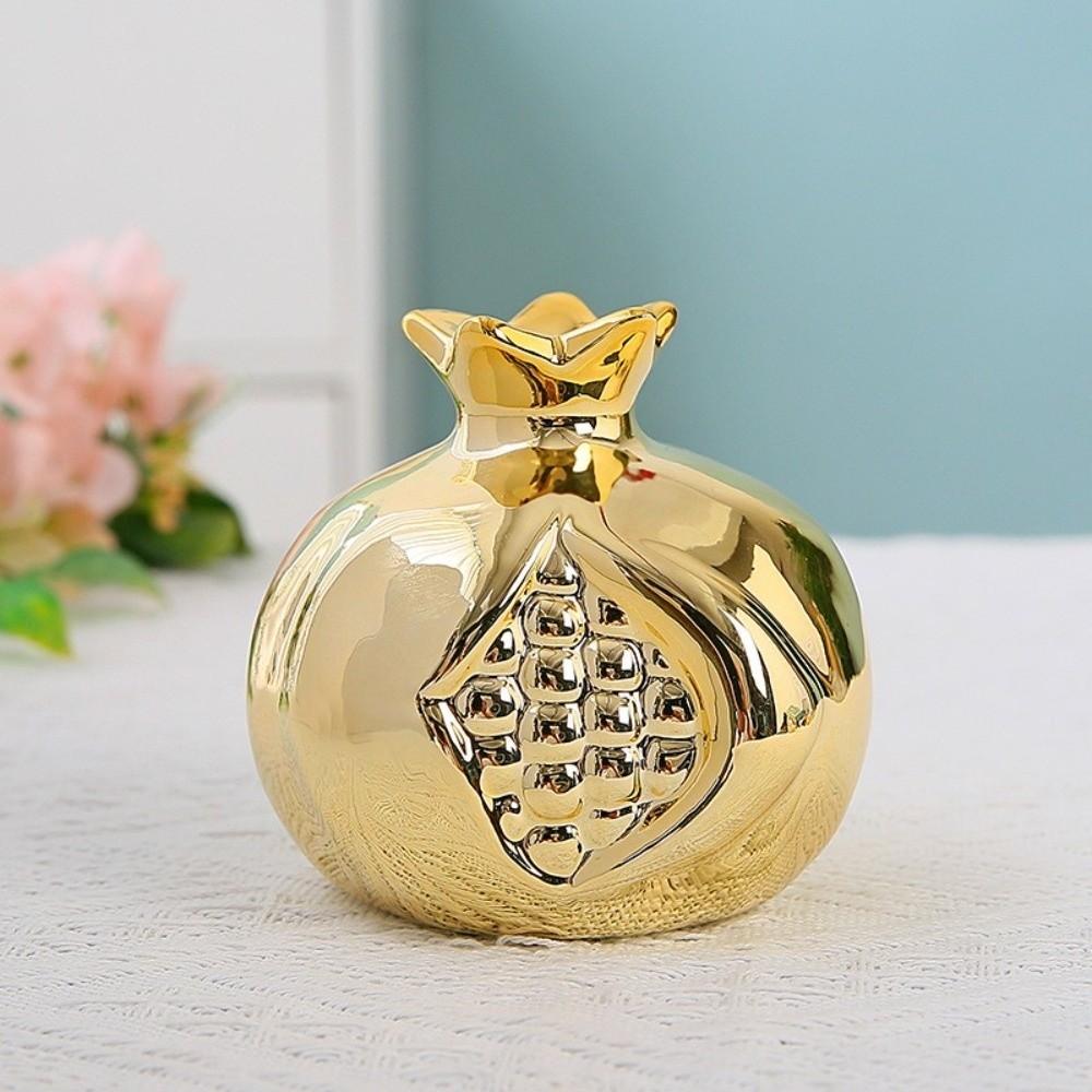 Gold Pomegranate Sculpture Ceramic Tabletop Art Decoration For Home Decoration