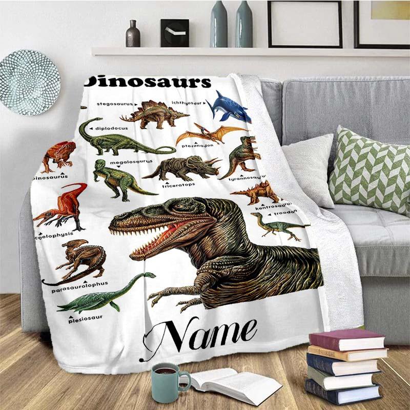 Dinosaurs Customize Your Name Outdoor Blanket Used For Chair Office Sofa Bed Camping Soft And Warm Giving Friends And Relatives Birthday Graduation