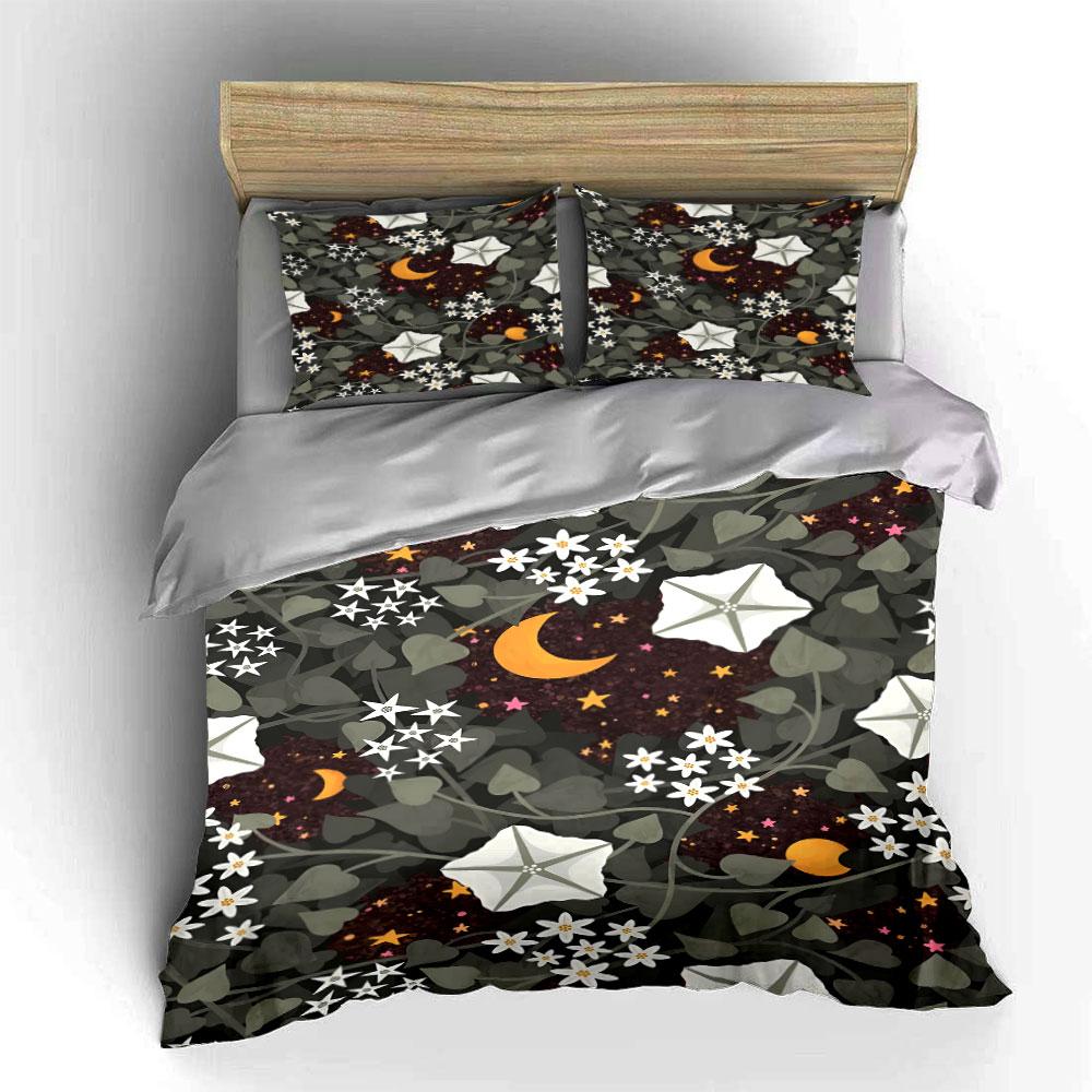 Moons, stars, flowers, leaves. Bedding sets Duvet cover sets Duvet covers Pillowcases(1 * Duvet Cover 2 * Pillowcases without duvet insert)