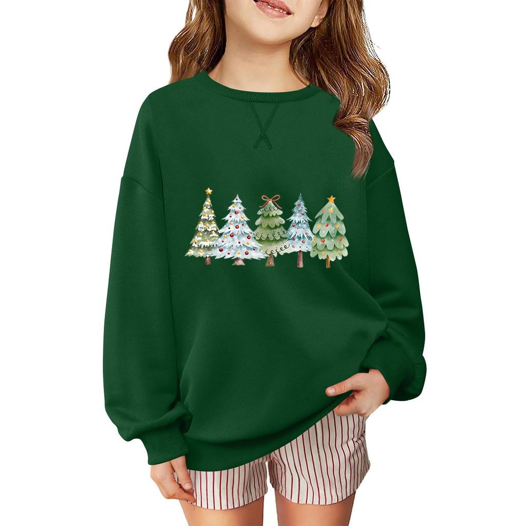 Children's Fashionable Casual Long-sleeved Loose Christmas Print Pullover Sweatshirt