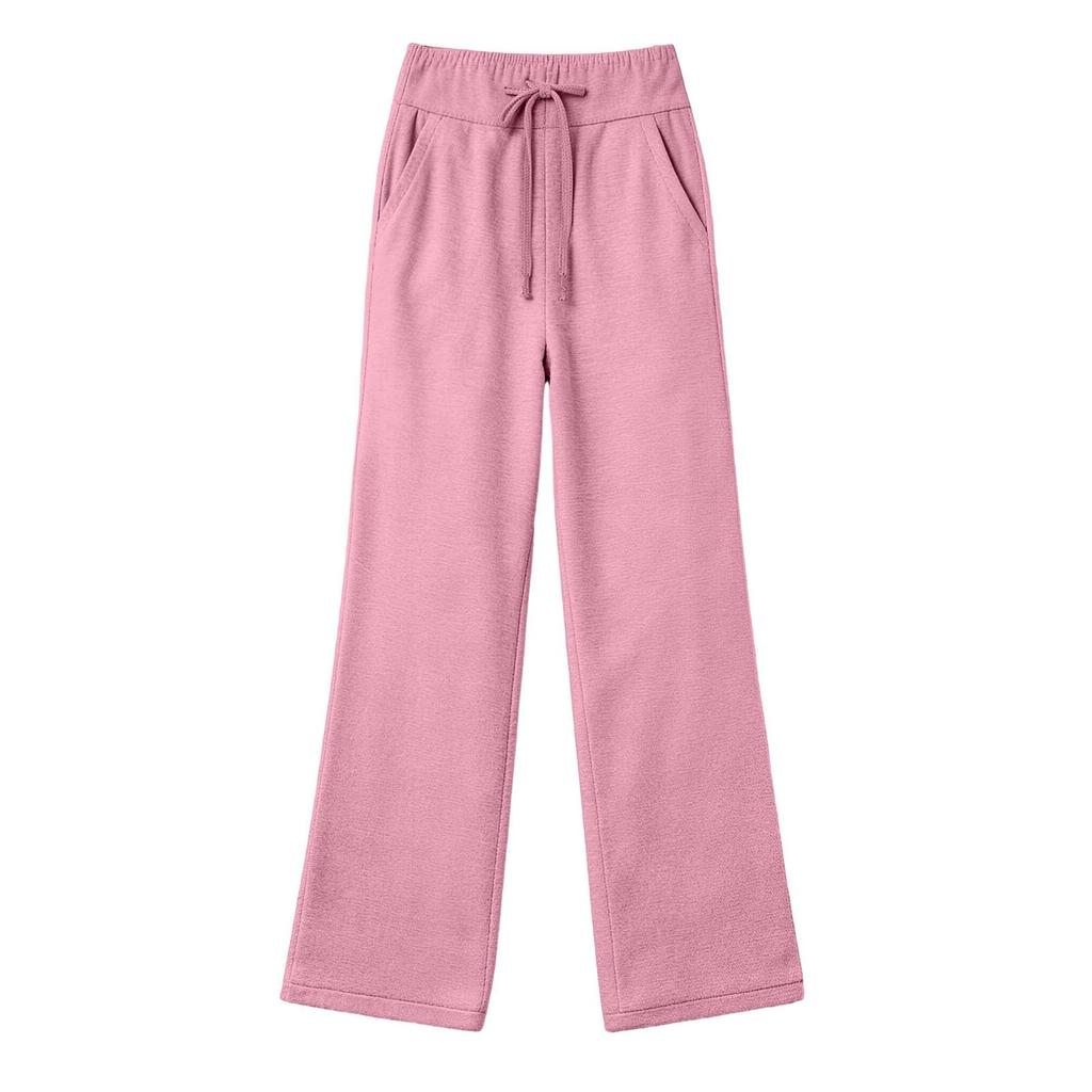 Damen Wide Leg Jogginghose Lockerer Gerader Schnitt Lässige Jogginghose mit Taschen