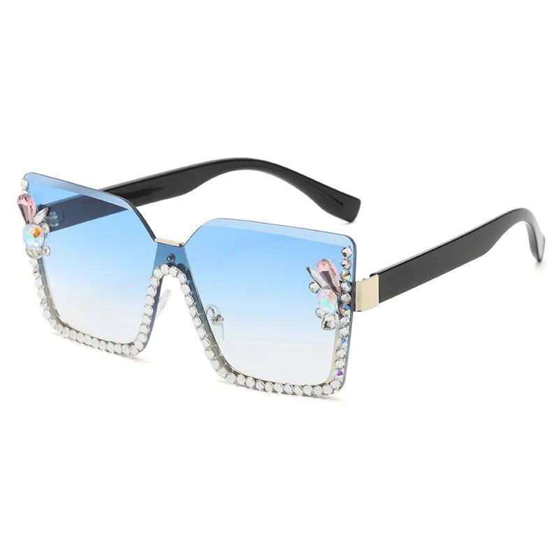 Big Square Shaped Diamond Sun Glasses Women  Designer Fashion Sun Glasses UV400 Outdoor Sun Protection Sunglasses