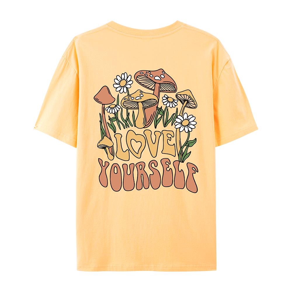 Love Yourself Grow Wantonly Cotton Prints Woman T-Shirt Essential Daily T-Shirt Personality Funny Short Sleeve Oversized Tshirts