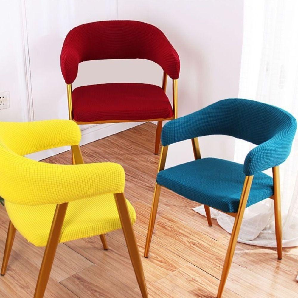 Stretch Fabric Armchair Slipcover Open Back Style Dining Chair Cover Cafe Furniture