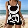 Women's Swimwear Tankini 2 Piece Swimsuit  Abstract Art Printing  Plant Print Vacation Bathing Suits