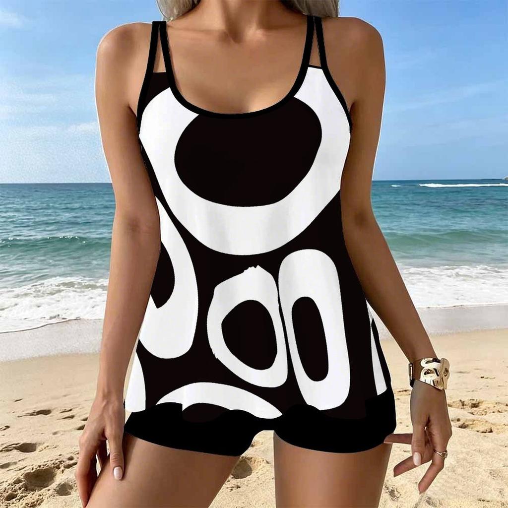 Women's Swimwear Tankini 2 Piece Swimsuit Abstract Art Printing Plant Print Vacation Bathing Suits