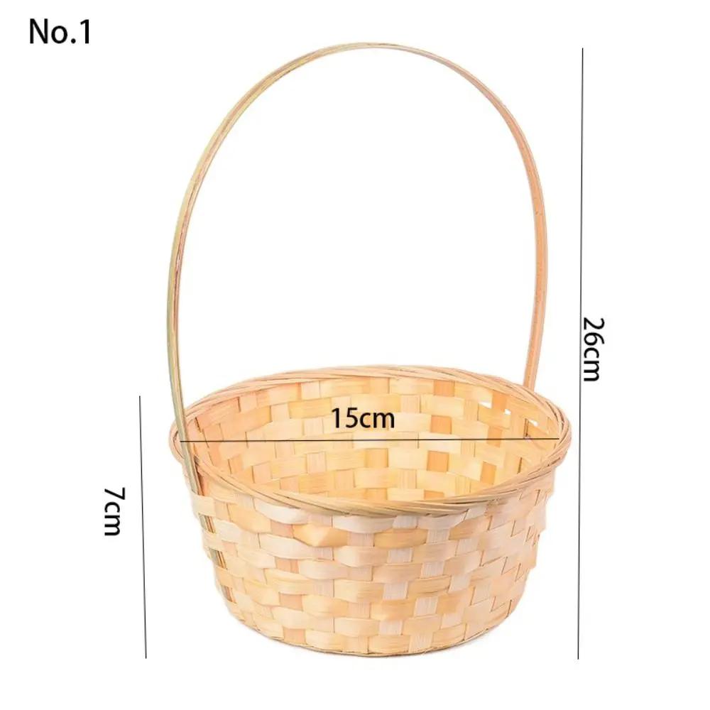 

High Quality Handmade Storage Basket Large Capacity Durable Rattan Fruit Basket Multifunction Long Handle Fruit Storage Bin